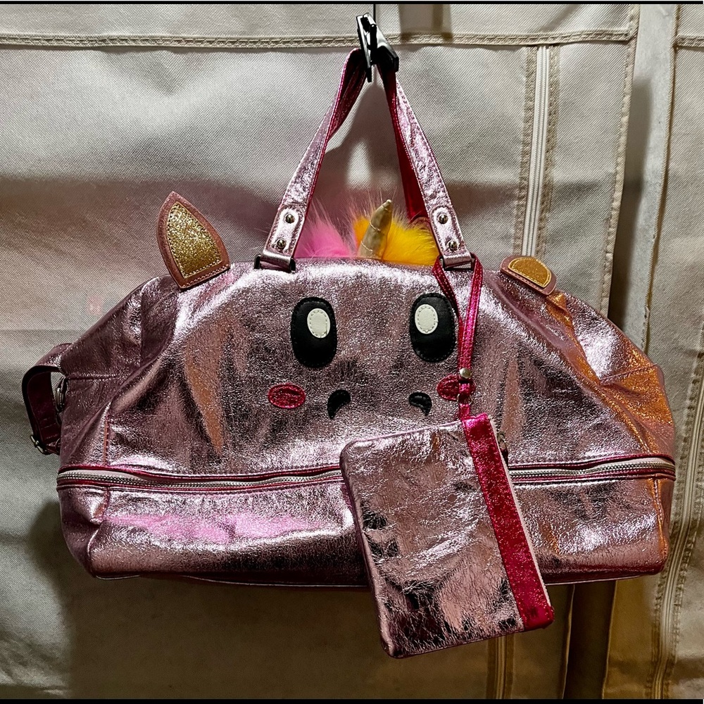Unicorn Duffel bag with matching wristlet for girls